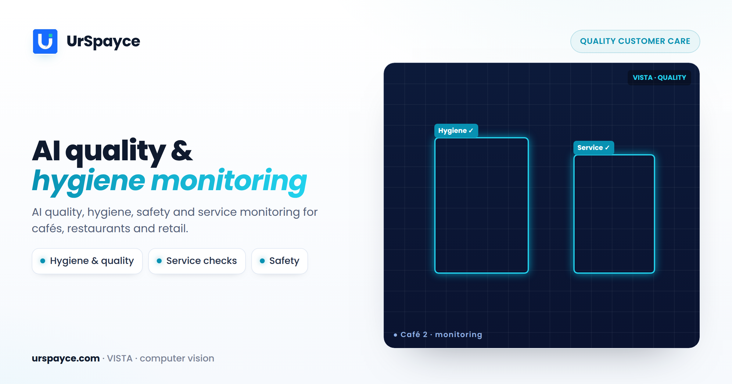 UrSpayce AI quality customer care — hygiene, quality and service monitoring