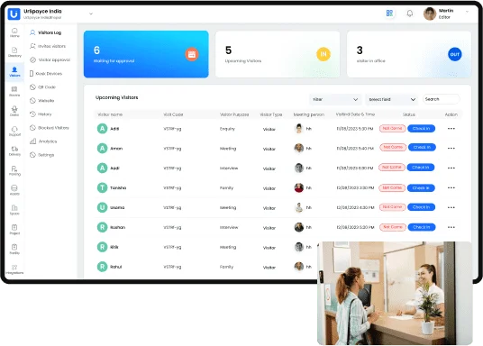 UrSpayce Visitor Management software dashboard